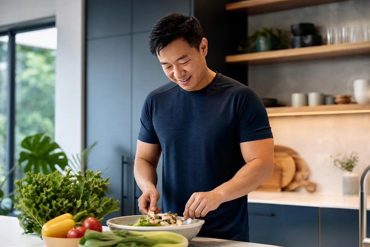 A man cooking a healthy meal