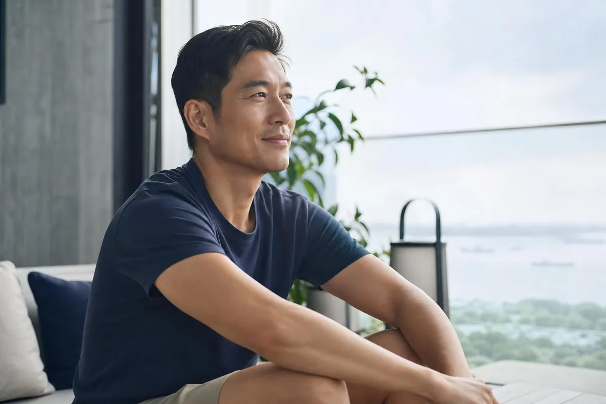 A man sitting by the window