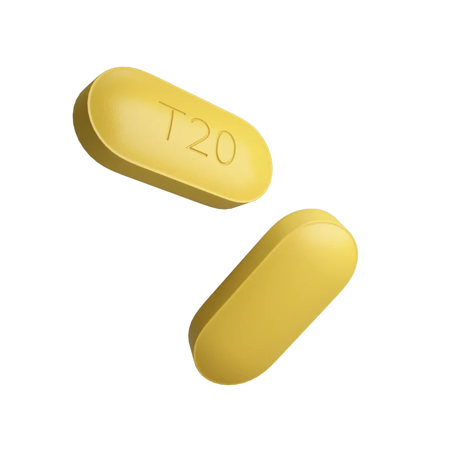 Two yellow Tadalafil 20mg tablets