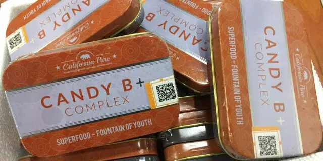 Tins of confiscated California Pure Candy B+ Complex. 