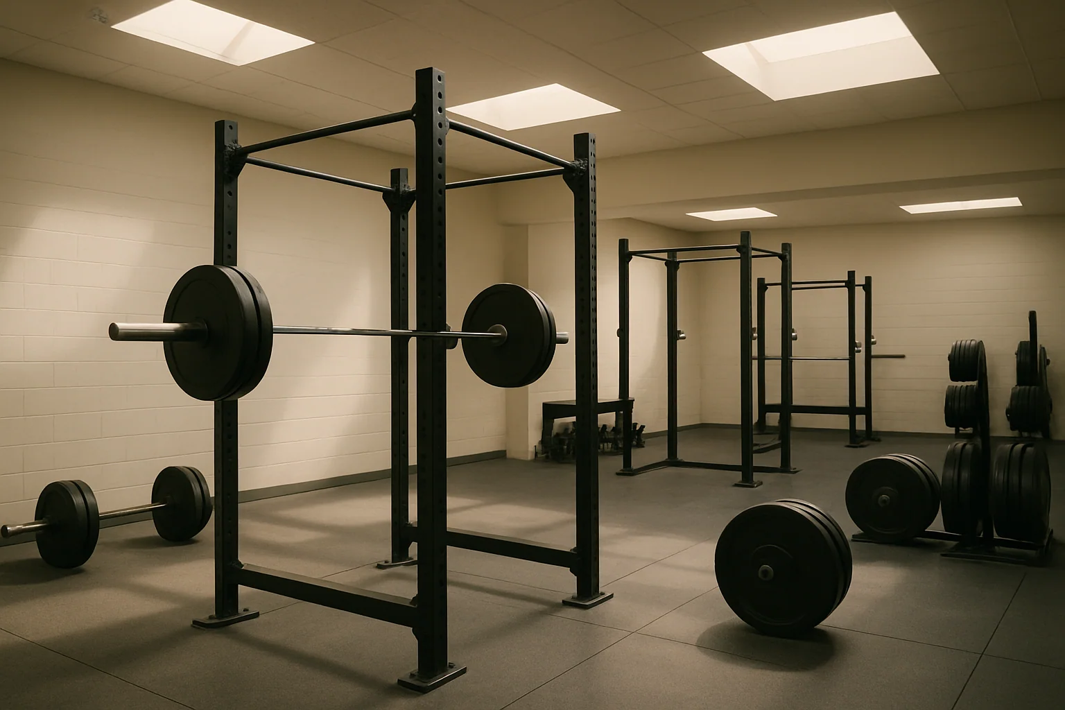 Hero image: A well-equipped CrossFit-style gym in Singapore — barbells, rigs — empty or with a single athlete. Action not explicit. Clean, performance-oriented aesthetic.