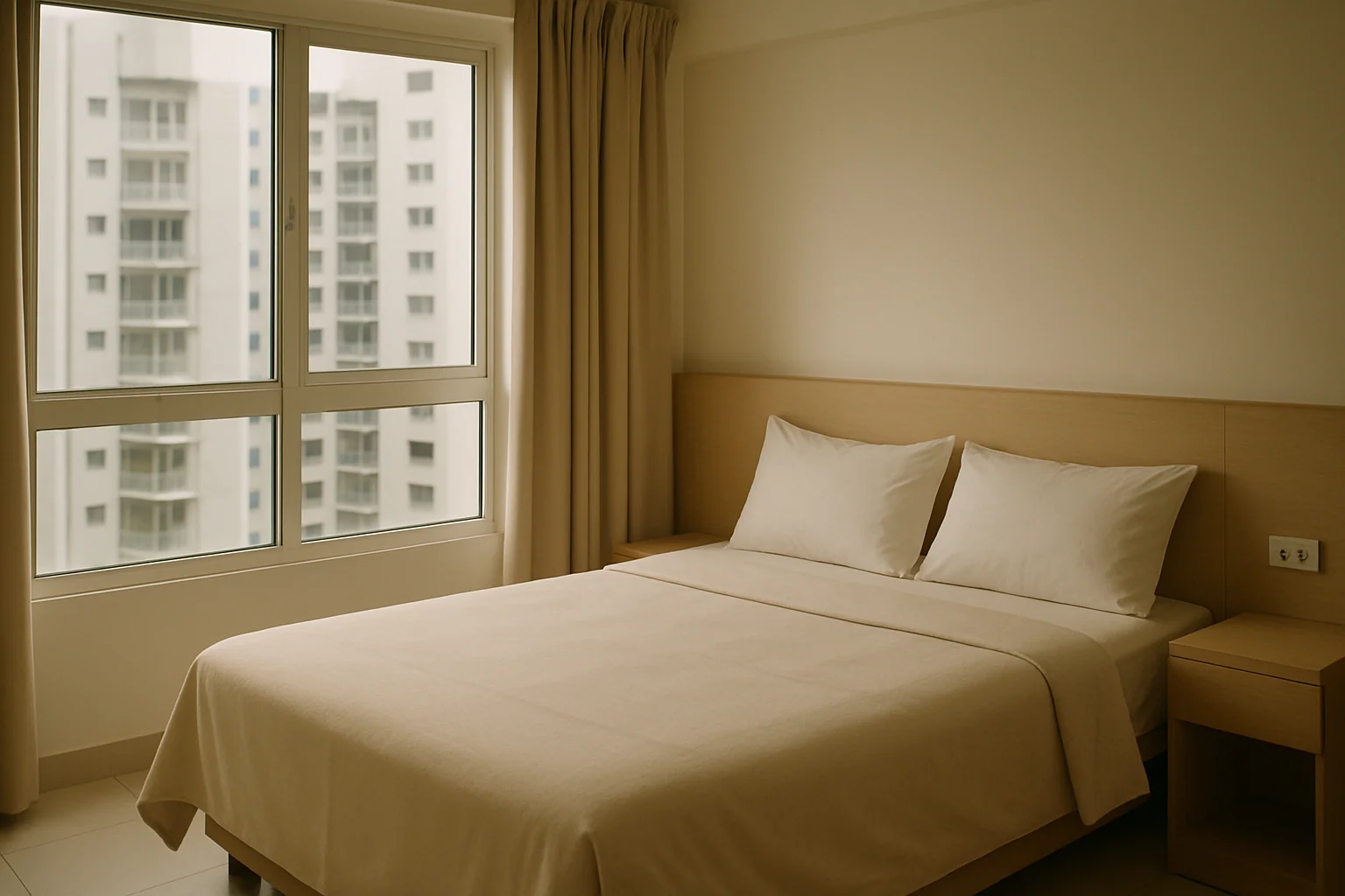 Hero image: A man sleeping with a partner visible in background — clean bedroom setting, Singapore apartment. No medical equipment shown. Calm, domestic lighting.