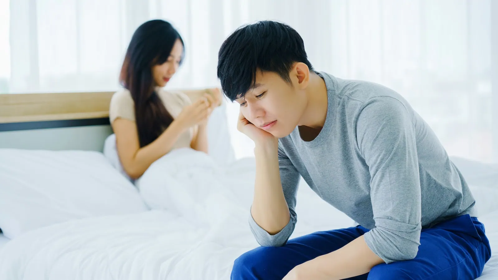 A distressed Asian couple